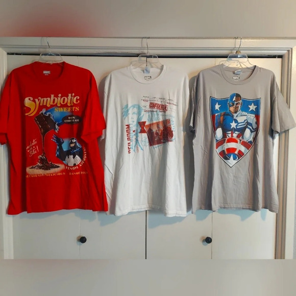 3 Marvel T-shirt Bundle Graphic Print Super Hero Crewneck Mens Size 2XL - Picture 1 of 6